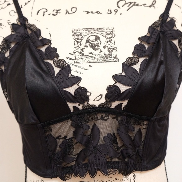 NWT Victoria's Secret Black Unlined Embroidered long line lace Bralette sheer - Picture 7 of 9
